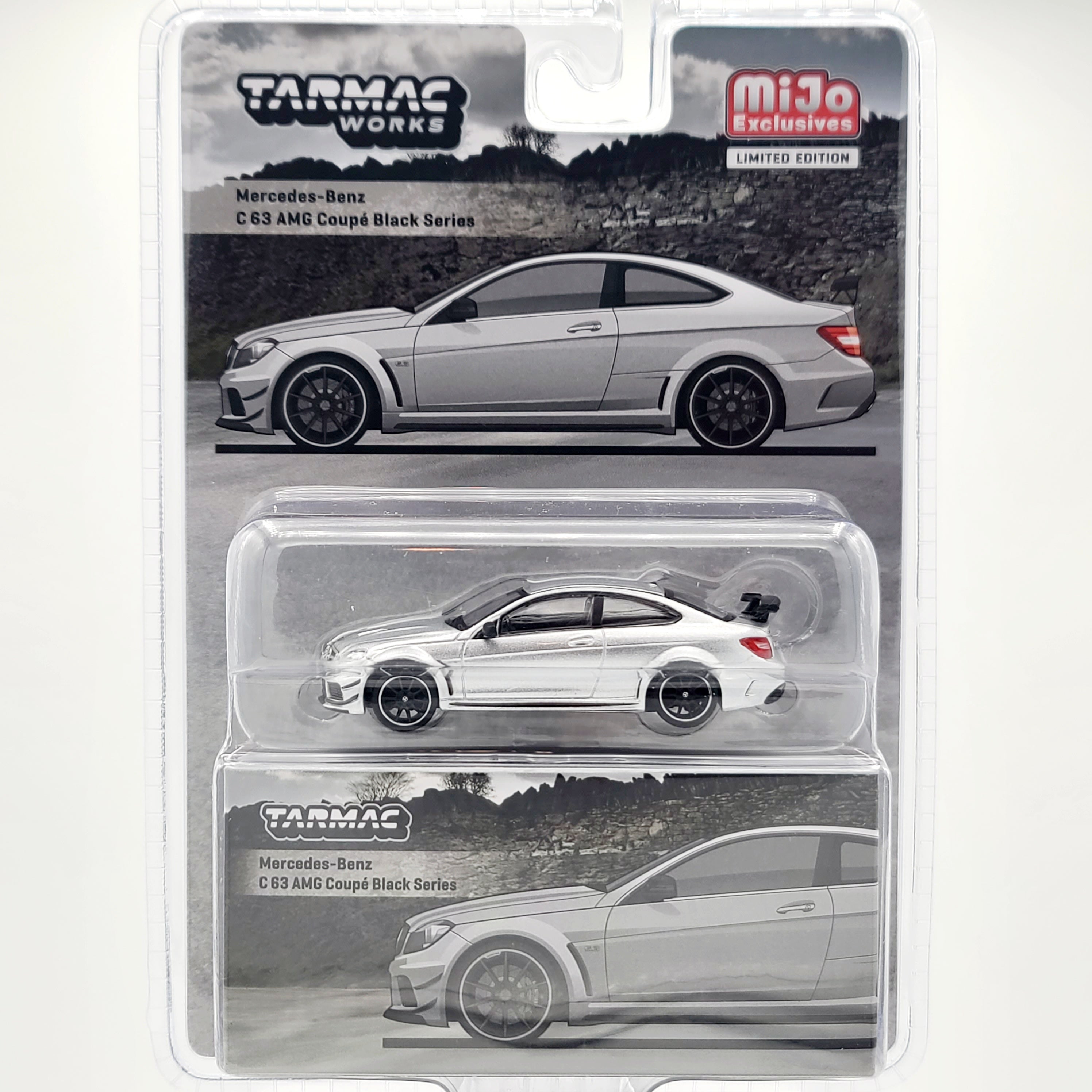 Tarmac Works Mercedes-Benz C63 AMG Coupe Black Series - 1:64, Silver (2025 Global64 - MiJo Exclusives - Limited Edition)